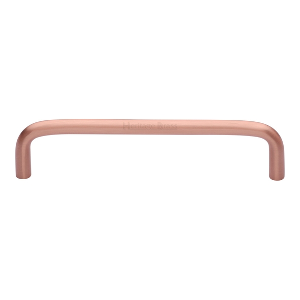 C2155 128-SRG • 128 x 136 x 32mm • Satin Rose Gold • Heritage Brass D-Pattern 08mm Ø Cabinet Pull Handle